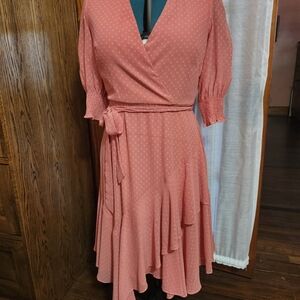 Danny & Nicole Coral Wrap Sundress with Bishop Sleeves